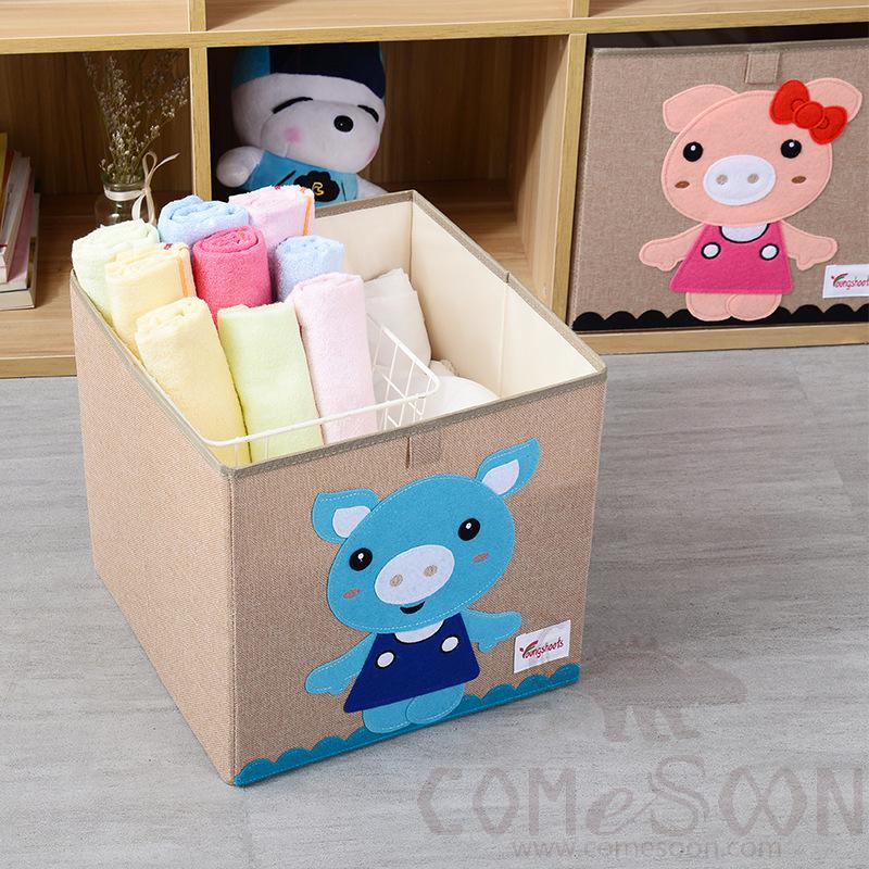 Linen Storage Basket-33*33*33cm,Waterproof coating Canvas linen + MDF insert