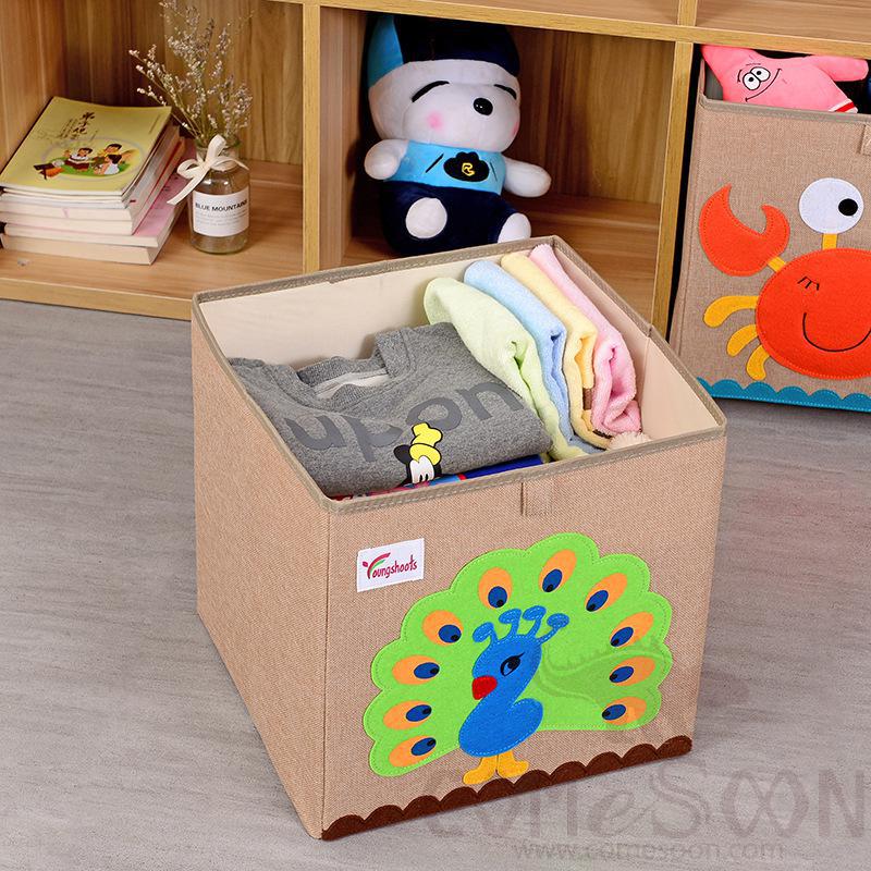 Linen Storage Basket-33*33*33cm,Waterproof coating Canvas linen + MDF insert