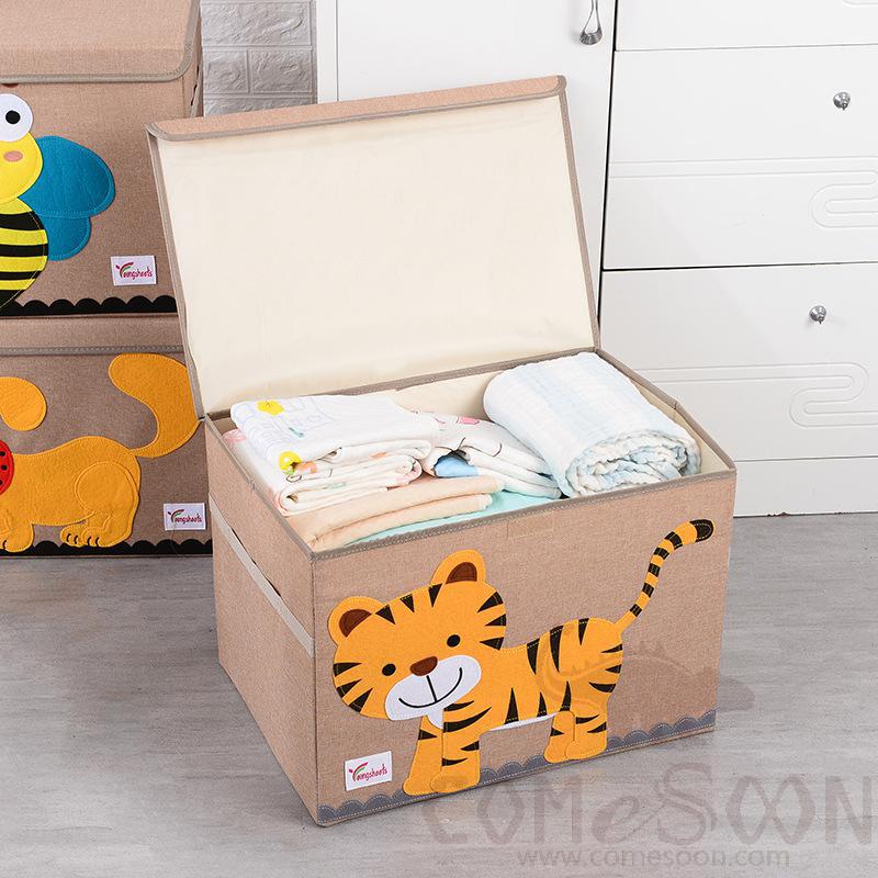 Linen Storage Basket-33*33*33cm,Waterproof coating Canvas linen + MDF insert