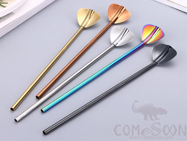 S/S StrawSpoon 215*33 silver heart