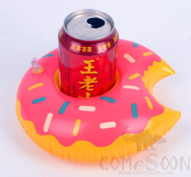 Inflatable floating beverage cup holder,Pink doughnuts
