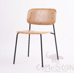 Chair，Metal Frame +Natural White Oak Skin，500*490*760mm