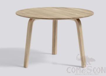 Table，Bent Wooden Legs + Solid Wood Multilayer Board, With White Oak Veneer，600*420mm