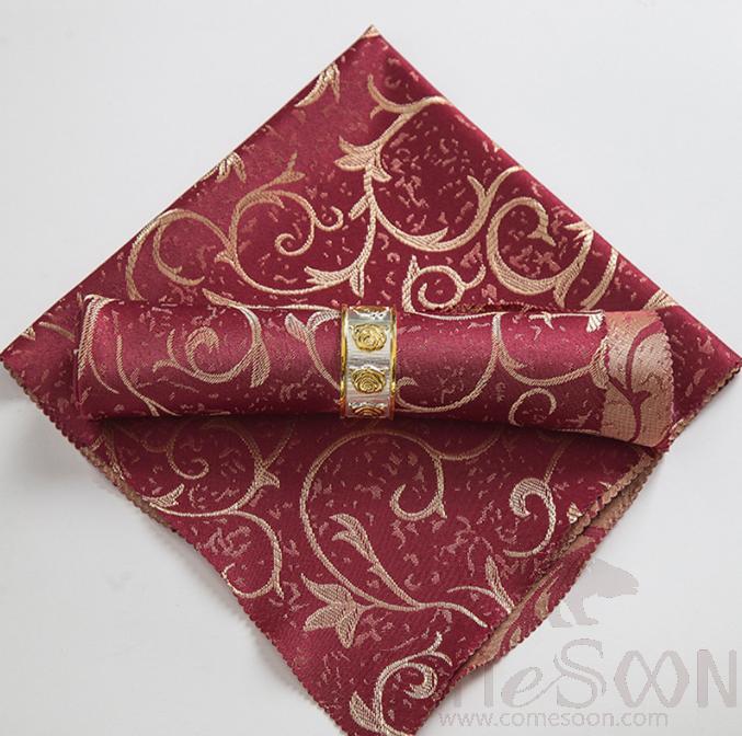 Napkin,48*48cm,Golden branches and jade leaves wine red