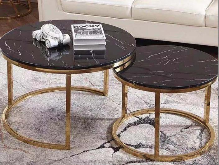 Titanium + Black And White Root Combination coffee Table,Metal,D80*D60Cm