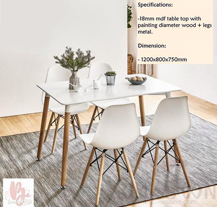 Dining Table,Wood &amp; Mdf，120(L) * 80(W) * 75(H)Cm