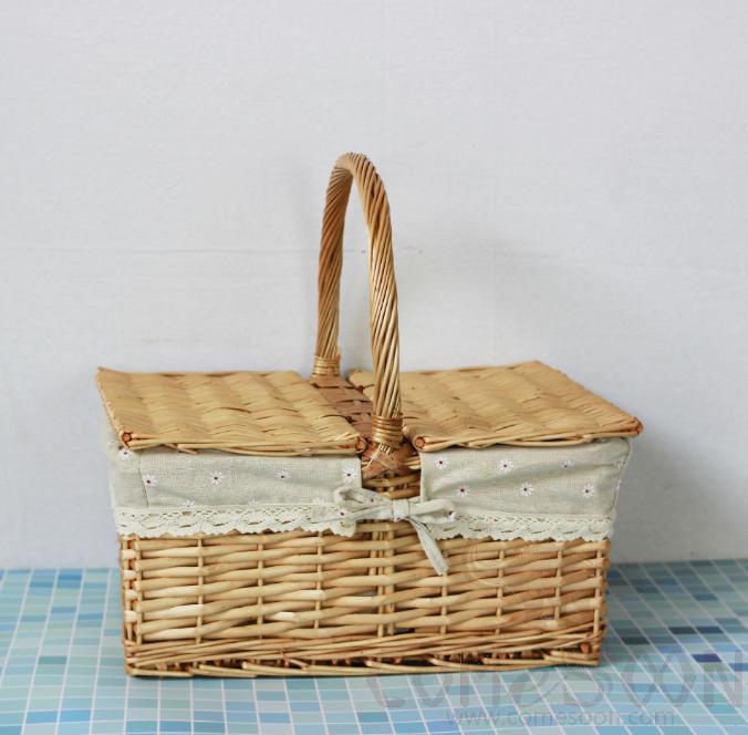 Picnic basket with cover,Daisy,30*40*18cm