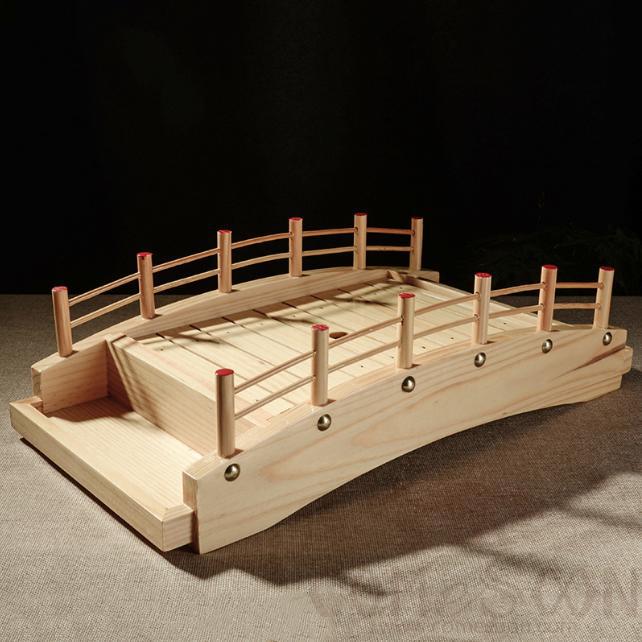 White wood bend bottom sushi Bridge,Pine,L 63cm