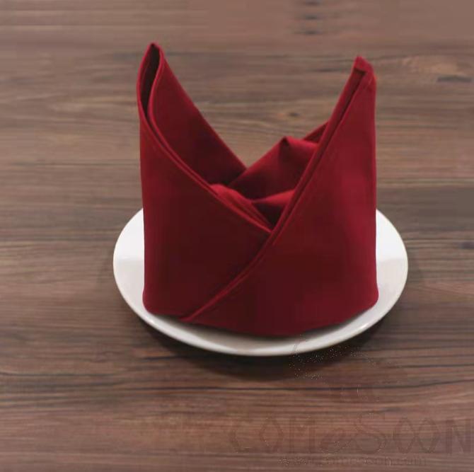 Pure cotton cup cloth, L47*W47cm,Wine red , Napkin