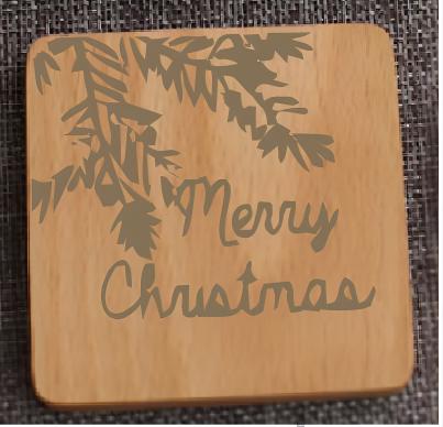 Merry Christmas Square Coaster With Logo，L10*W10cm*H1.2cm