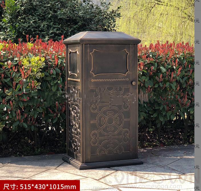 Outdoor Dustbin, Cast Aluminum, 515*430*1015Mm