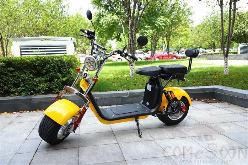 Harley Electric Vehicle， 12A 60V， Lithium Battery， 35km，1500W，With Trunk， Yellow