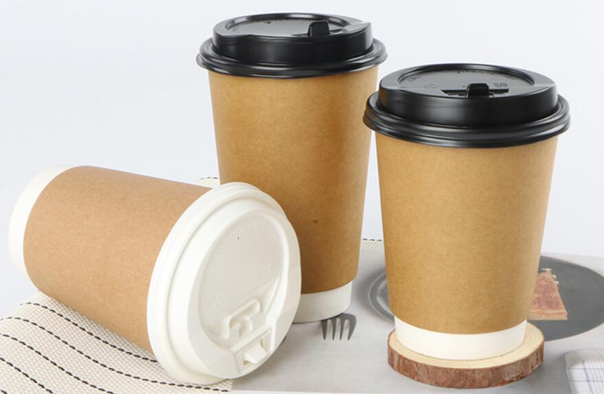 Custom Disposable Cup With Lid,Kraft Paper + Cup Paper,8OZ