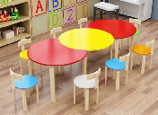 Children'S Stitching table，Birch Bent Wood，Φ90cm