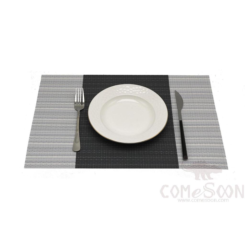 Pvc Placemat, Grey And White Gradient Bamboo
