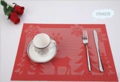 Pvc Placemat, Red+White Fawn Jacquard