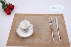 Pvc Placemat,Gold+White Deer Jacquard