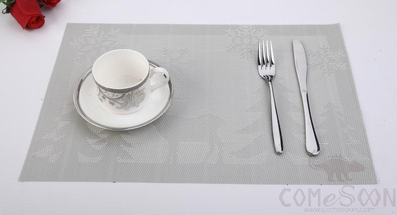 Pvc Placemat,Silver+White Deer Jacquard