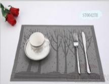 Pvc Placemat,Silver+Black Small Tree Jacquard