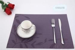 Pvc Placemat,Purple Leaves Jacquard