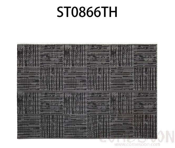 Pvc Placemat, Black And Grey Check Jacquard