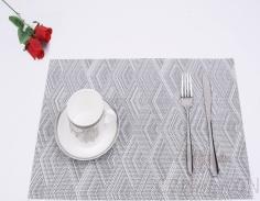 Pvc Placemat, Grey+White Diamond Jacquard