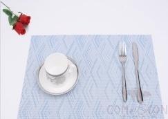 Pvc Placemat, Blue+White Diamond Jacquard