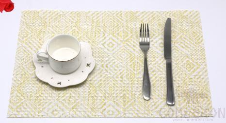 Pvc Placemats,Yellow And White Back To The Diamond-Shaped Gradient Jacquard