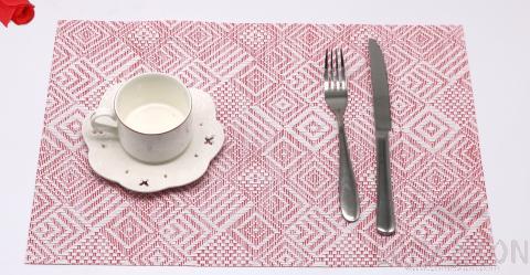 Pvc Placemats,Red And White Back Diamond Gradient Jacquard
