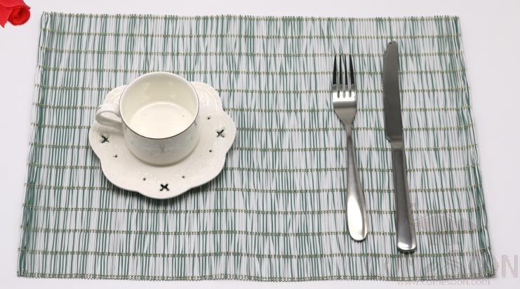 Food Grade Pe Green And White Two-Color Plus Gold Glitter Curtain Placemat