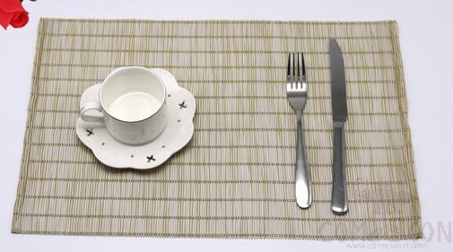 Food Grade Pe Beige And White Double Color With Golden Shiny Wire Curtain Placemat