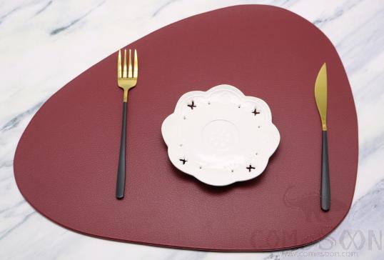 Teardrop Red Leather Crimped Placemat