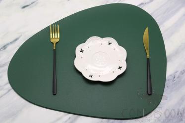 Teardrop Green Leather Crimped Placemat