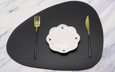 Teardrop Black Leather Crimped Placemat