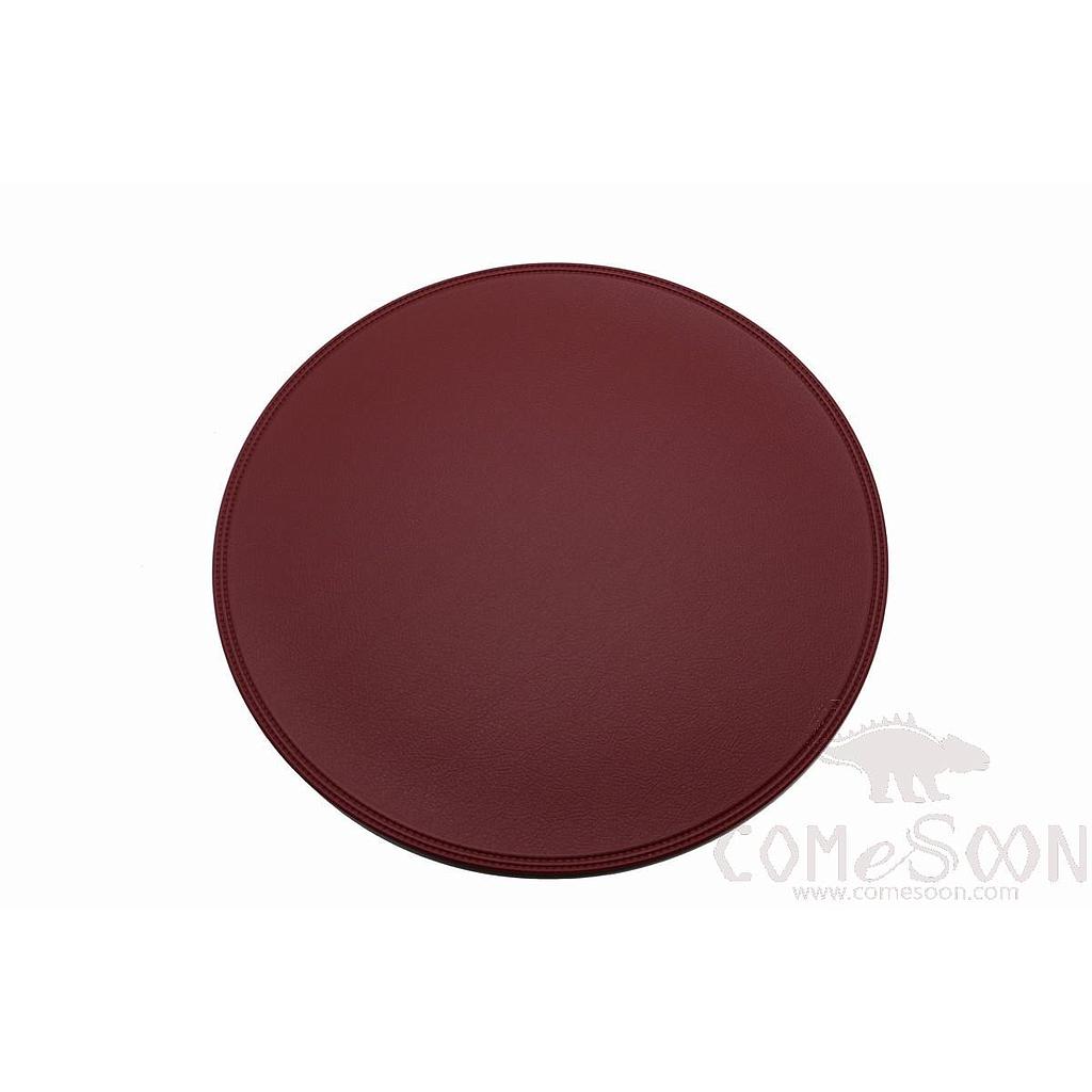 Round Embossed Red Leather Crimped Placemat