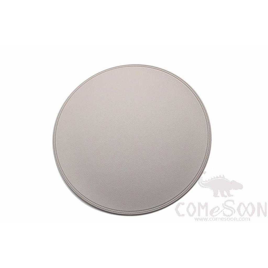 Round Crimped Gray Leather Crimped Placemat