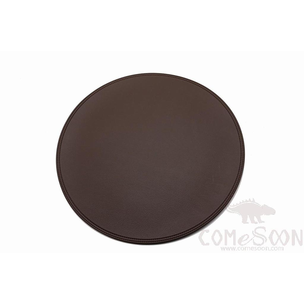 Round Embossed Coffee Leather Crimped Placemat
