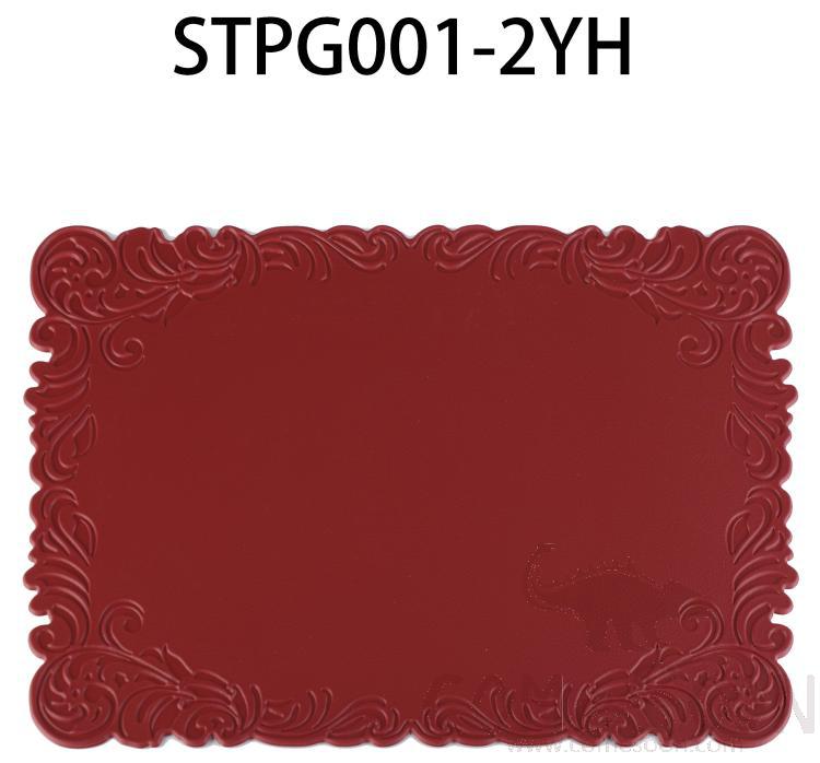 Rectangular Large Embossed Red Leather Crimped Placemat