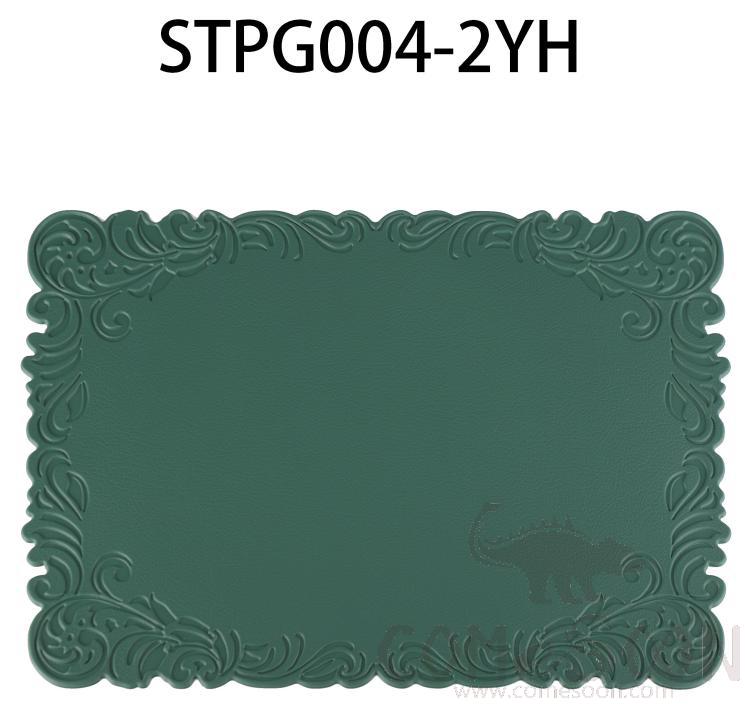 Rectangular Large Embossed Green Leather Crimped Placemat