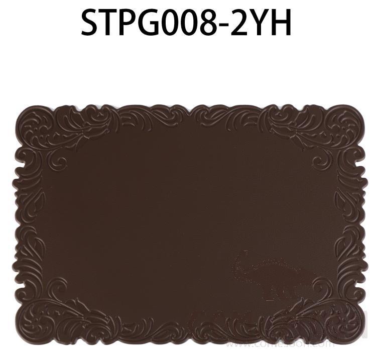 Rectangular Large Embossed Brown Leather Crimped Placemat
