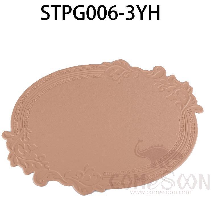 Oval Large Embossed Pink Leather Crimped Placemat