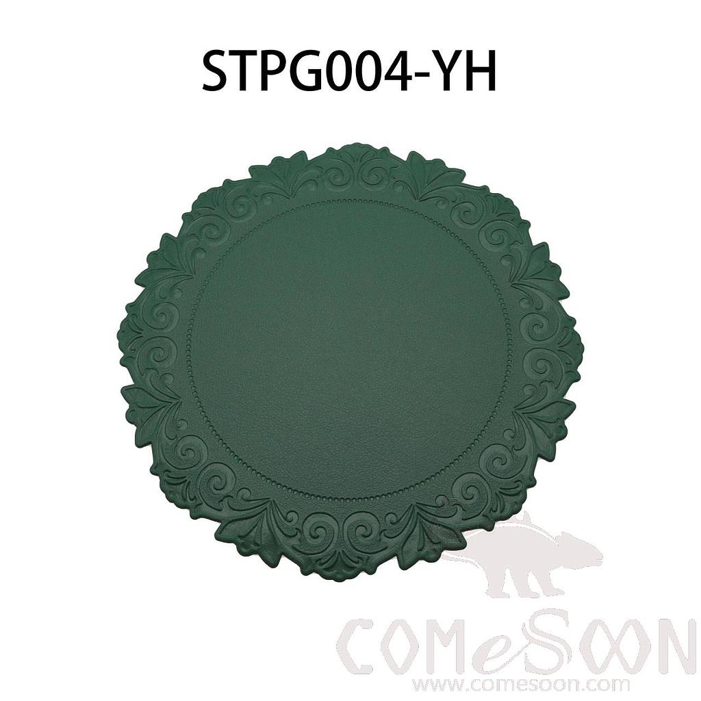 Round Large Embossed Green Leather Crimped Placemat