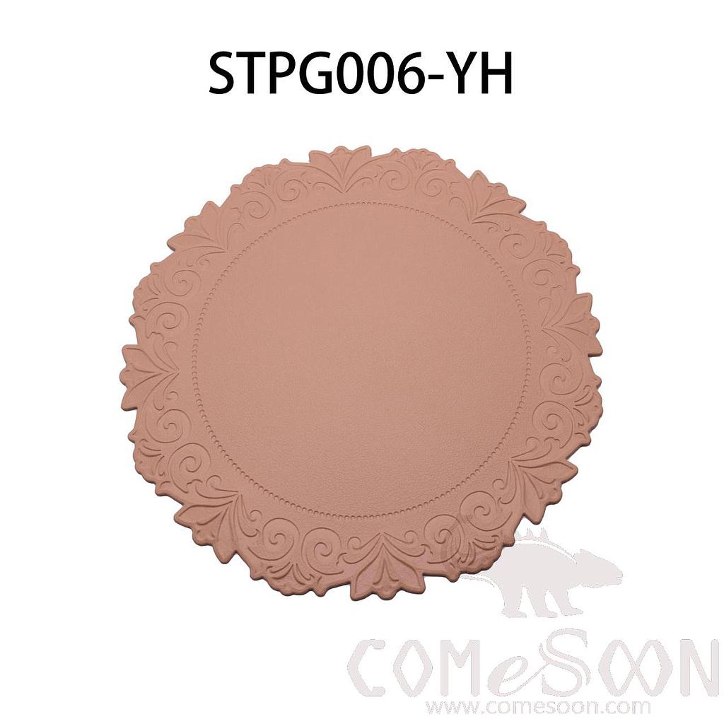 Round Large Embossed Pink Leather Crimped Placemat