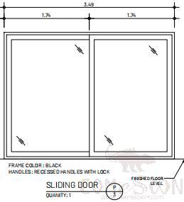 Aluminum sliding door, Black, 3490*2600mm