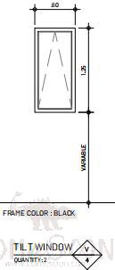 Aluminum opening window, Black, 600*1250mm