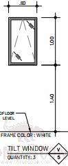 Aluminum opening window, White, 600*1000mm