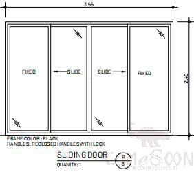 Aluminum sliding  door, Black, 3550*2400mm