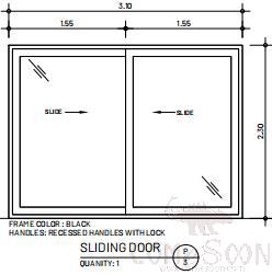 Aluminum sliding door, Black, 3100*2300mm