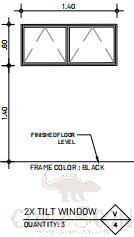 Aluminum opening window, Black, 1400*600mm
