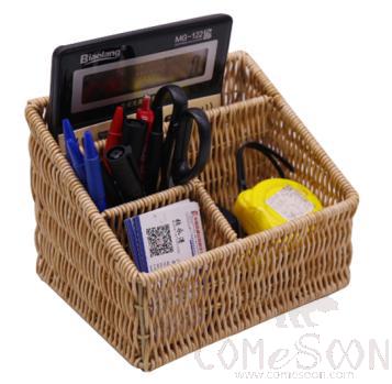 Round Rattan Iron Frame Bathroom Storage Basket, Baking Paint Iron Frame + Round Rattan, 20*15*7/14cm